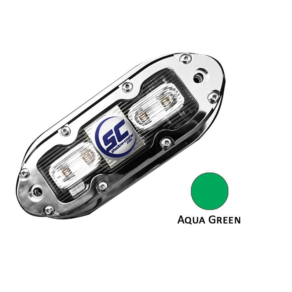 Shadow-Caster LED Lighting, Shadow-Caster SCM-4 LED Underwater Light w/20' Cable - 316 SS Housing - Aqua Green