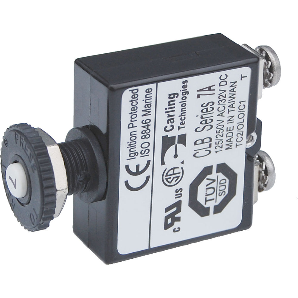 Blue Sea Systems, Blue Sea Push Button Reset Only Screw Terminal Circuit Breaker - 7 Amps