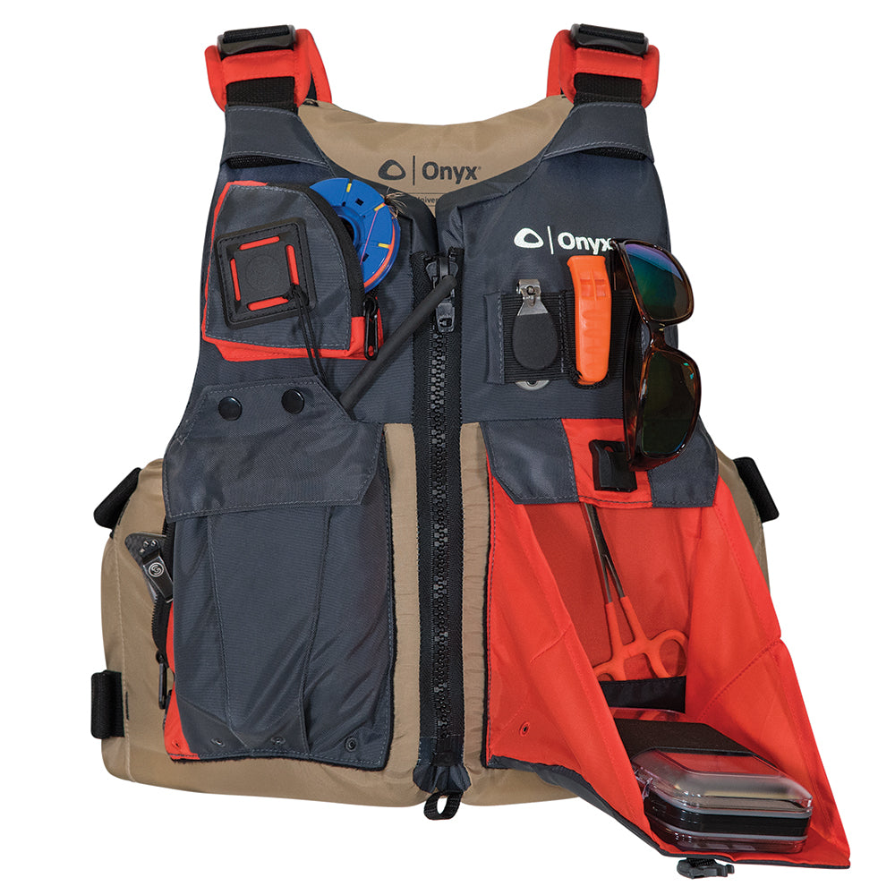 Onyx Outdoor, Onyx Kayak Fishing Vest - Adult Universal - Tan/Grey