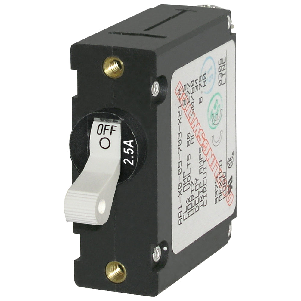 Blue Sea Systems, Blue Sea 7197 A-Series White Toggle Circuit Breaker - Single Pole 2.5A