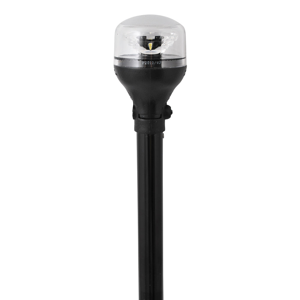 Attwood Marine, Attwood LightArmor All-Around Light - 12" Black Pole - Black Horizontal Composite Base w/Adapter