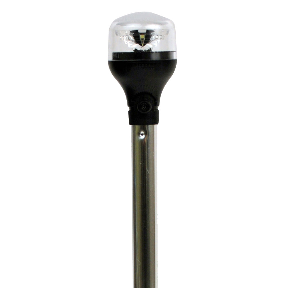 Attwood Marine, Attwood LightArmor All-Around Light - 12" Aluminum Pole - Black Vertical Composite Base w/Adapter