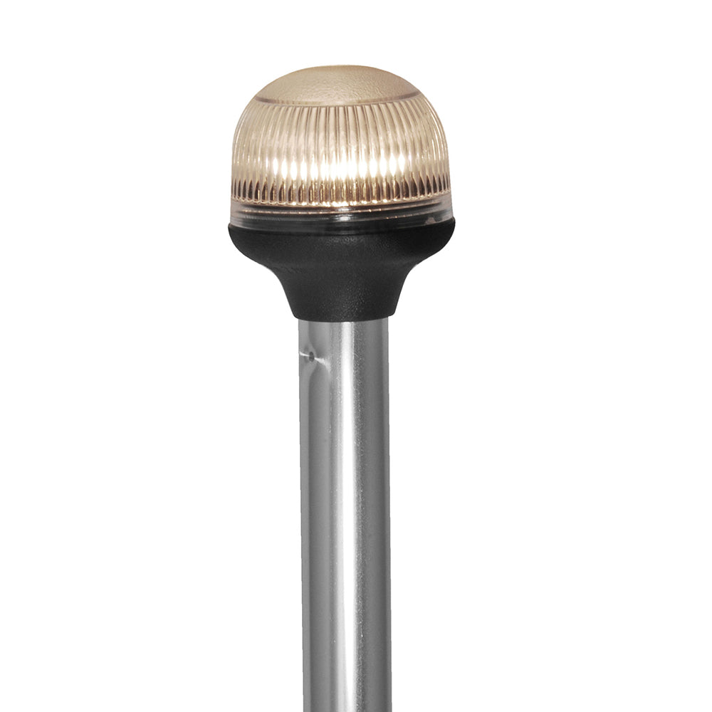 Attwood Marine, Attwood All-Around Fold-Down Incandescent Anti-Glare Lens Light - 20" Aluminum Pole - 12V - Horizontal Compos