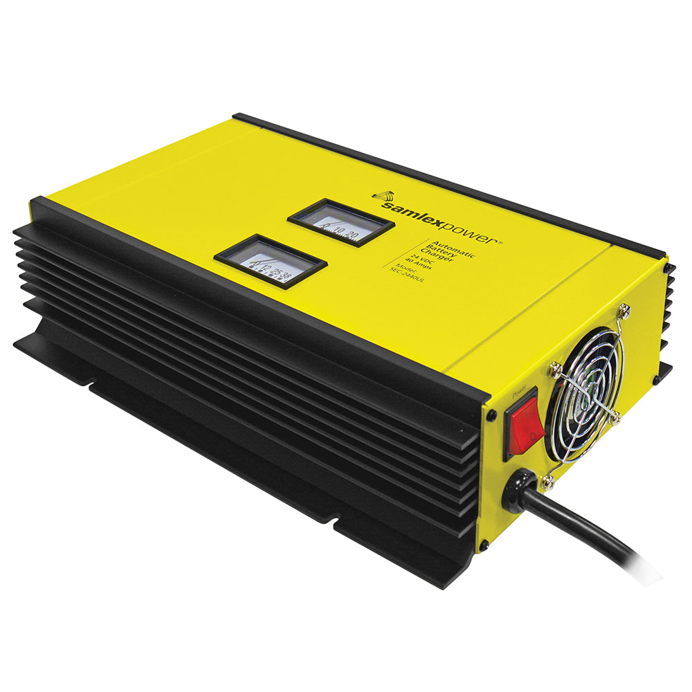 Samlex America, Samlex 40A Battery Charger - 24V - 2-Bank - 3-Stage w/Dip Switch & Lugs - Includes Temp Sensor