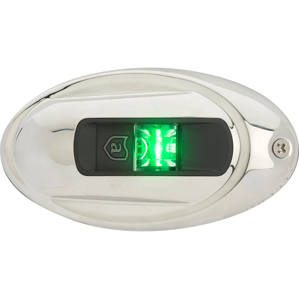 Attwood Marine, Attwood LightArmor Vertical Surface Mount Navigation Light - Oval - Starboard (green) - Stainless Steel - 2NM