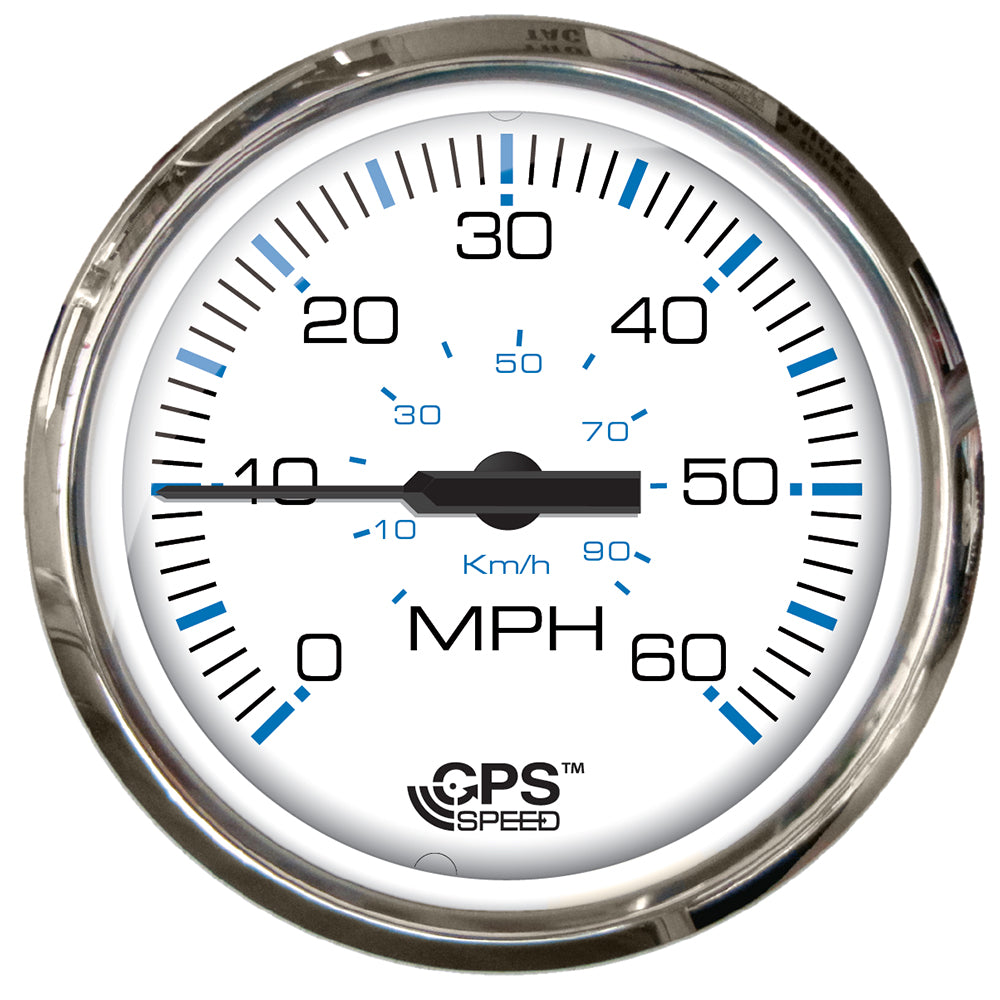 Faria Beede Instruments, Faria Chesapeake White SS 4" Studded Speedometer - 60MPH (GPS)