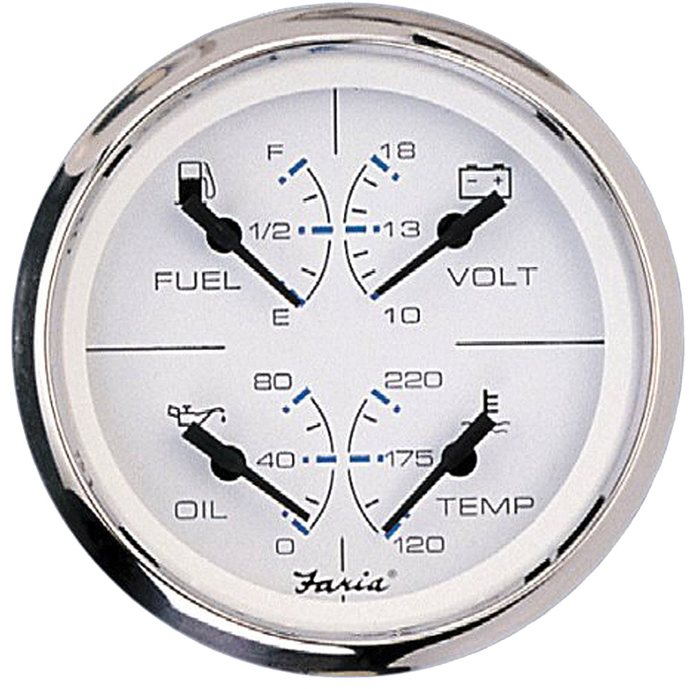 Faria Beede Instruments, Faria Chesapeake White SS 4" Multifunction Gauge