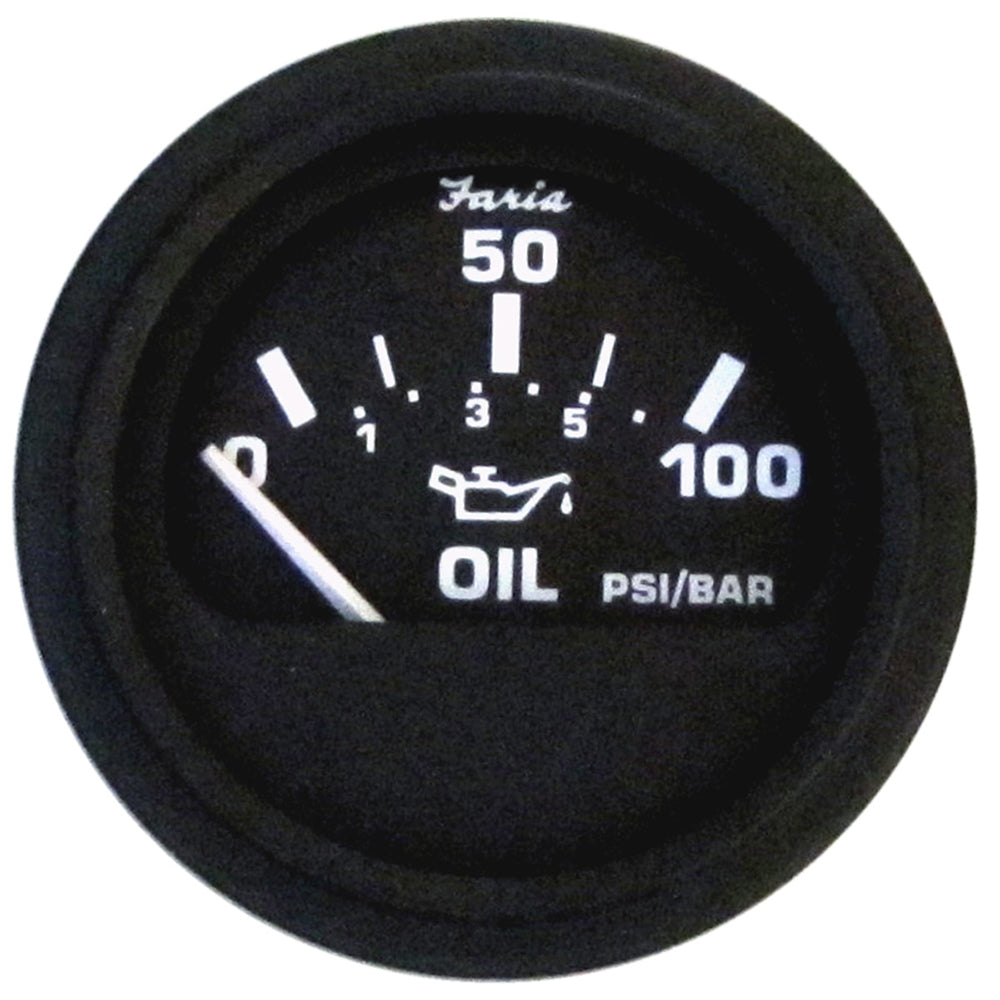 Faria Beede Instruments, Faria Euro Black 2" Oil Pressure Gauge (100 PSI)