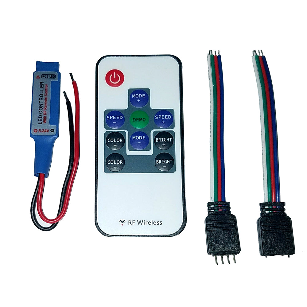 Lunasea Lighting, Lunasea Multifunction Indoor RGB LED Controller w/Buttons & RF Remote 5/12/24 VDC