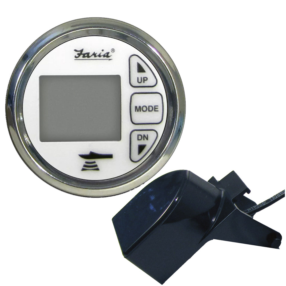 Faria Beede Instruments, Faria Chesapeake White SS 2" Dual Depth & Temp Sounder w/Transom Mount Transducer