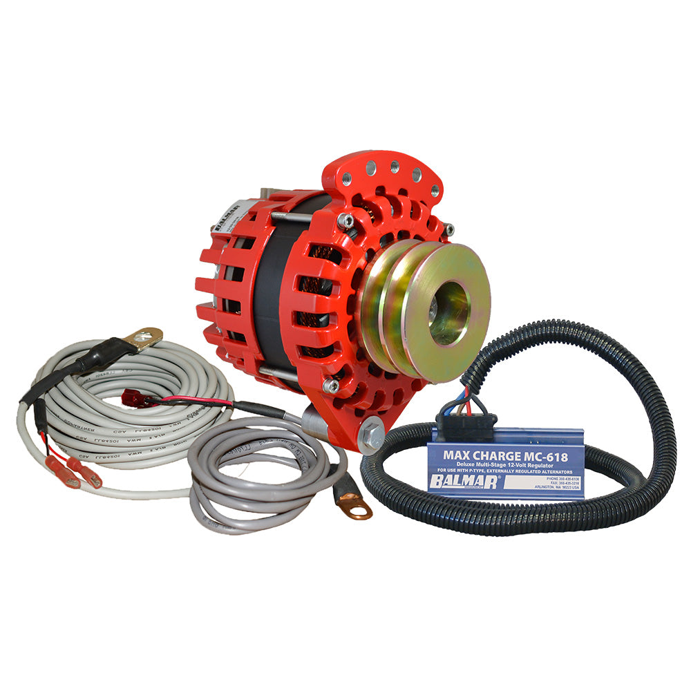 Balmar Alternator 1-2" Single Foot Dual V Pulley Regulator & Temp Sensor - 170A Kit - 12V