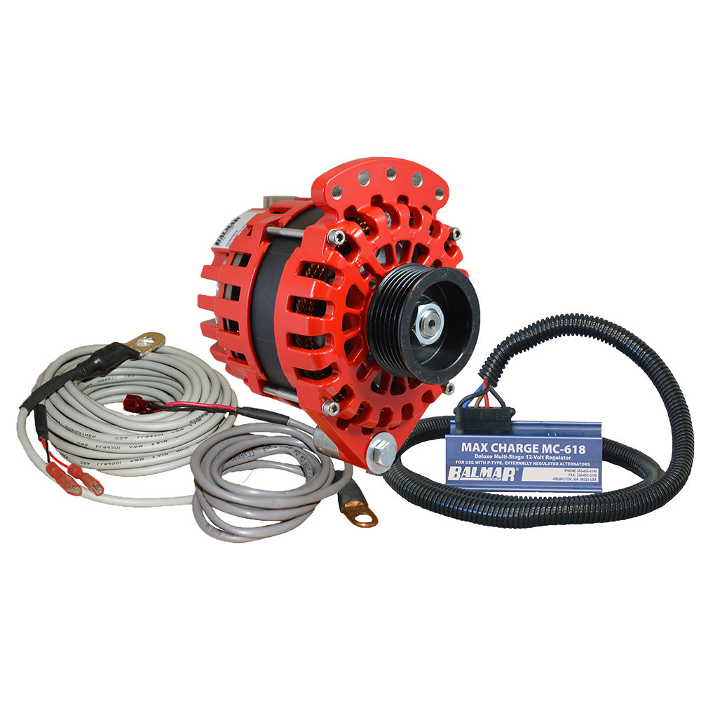 Balmar Alternator 1-2" Single Foot K6 Serpentine Pulley Regulator & Temp Sensor - 170A Kit - 12V