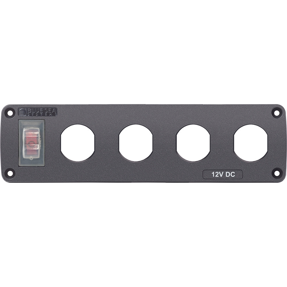 Blue Sea Systems, Blue Sea Water Resistant USB Accessory Panel - 15A Circuit Breaker, 4x Blank Apertures
