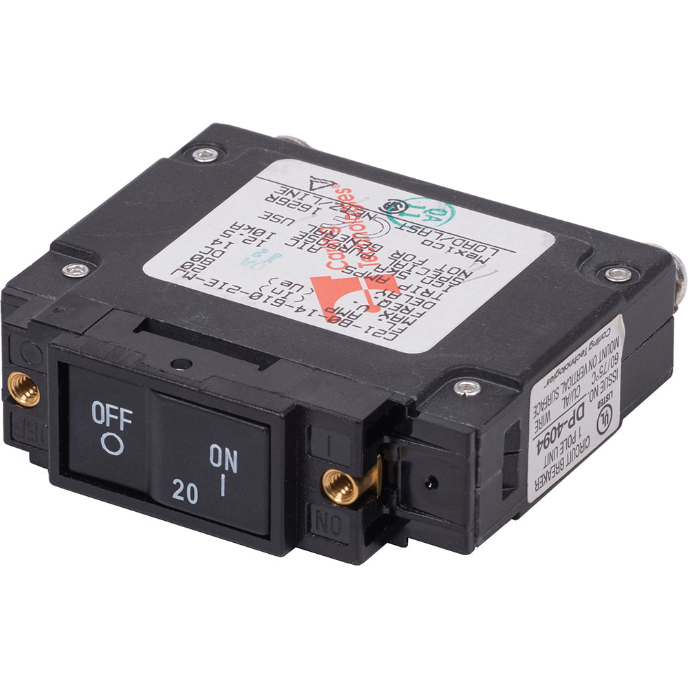 Blue Sea Systems, Blue Sea 7443 UL-489 Circuit Breaker - 20A Flat Rocker