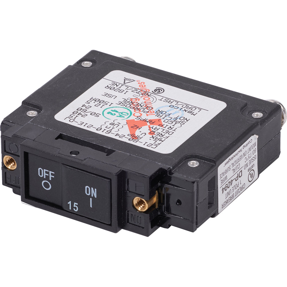 Blue Sea Systems, Blue Sea 7456 UL-489 Circuit Breaker - 15A Flat Rocker