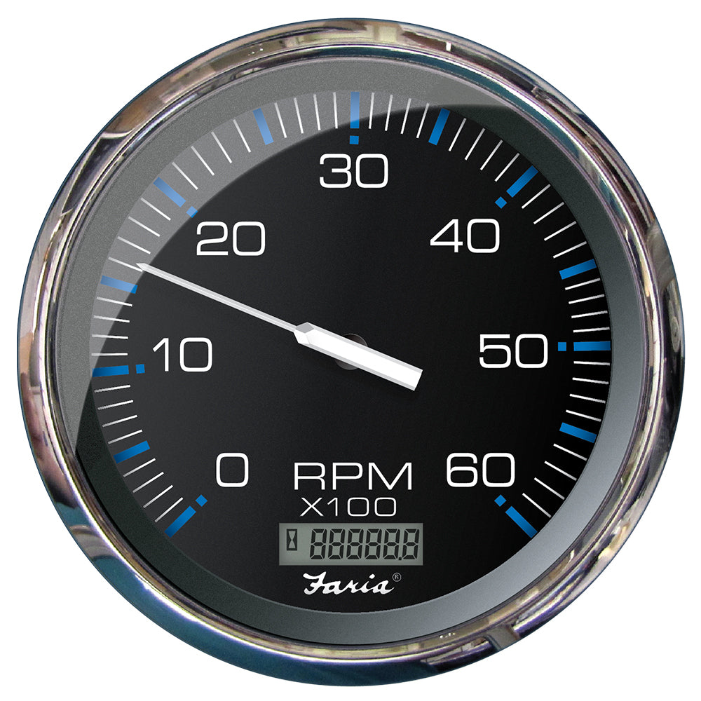 Faria Beede Instruments, Faria Chesapeake Black 5" Tachometer w/Digital Hourmeter - 6000 RPM (Gas) (Inboard)