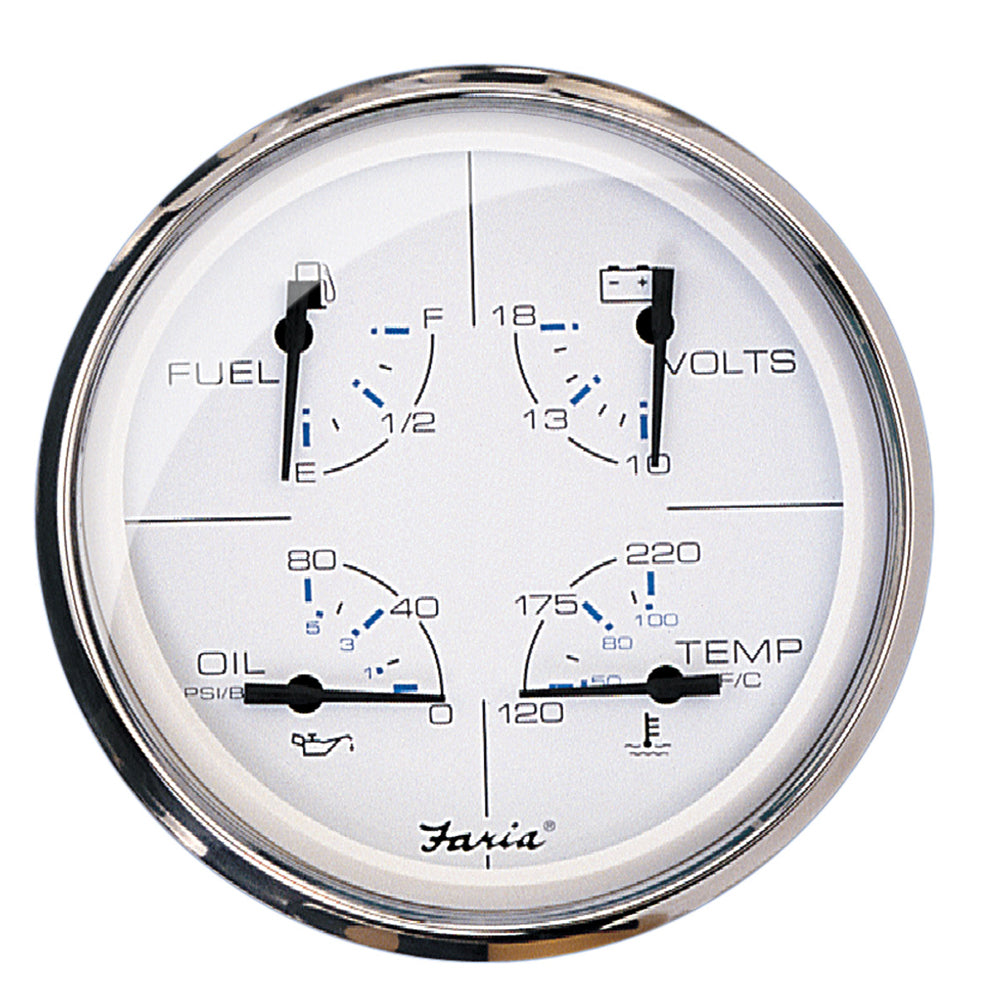 Faria Beede Instruments, Faria Chesapeake White SS 5" Multifunction Gauge