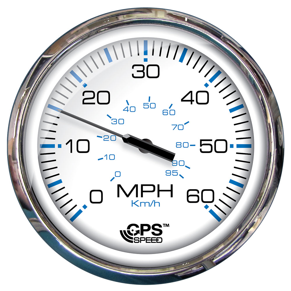 Faria Beede Instruments, Faria Chesapeake White SS 5" Speedometer - 60 MPH (GPS)(Studded)