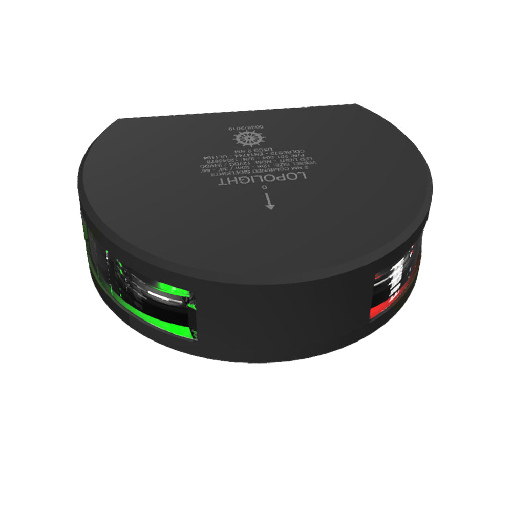 Lopolight, Lopolght Series 201-004 - Starboard & Port Sidelight - 2NM - Vertical Mount - Green/Red - Black Housing