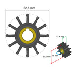 Albin Group Premium Impeller Kit 62.5 x 16 x 22.4mm - 12 Blade - Key Insert