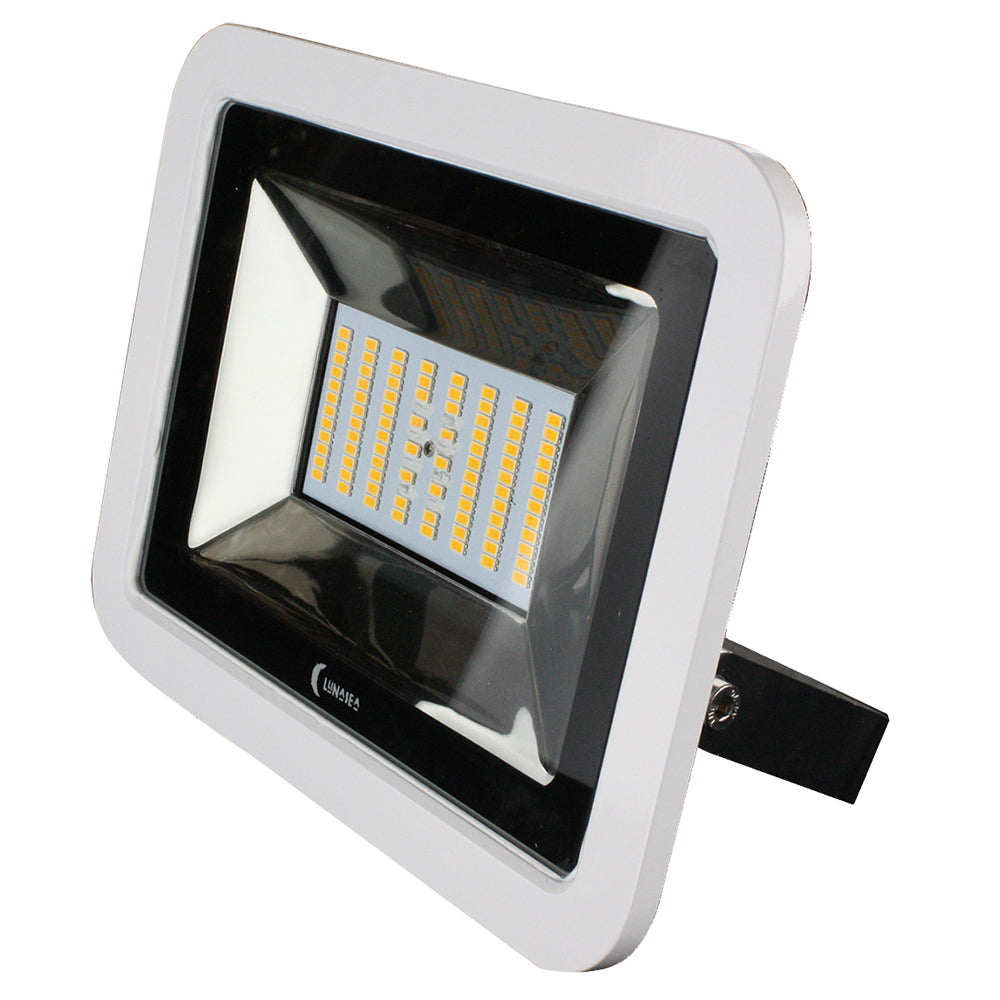Lunasea Lighting, Lunasea 35W Slimline LED Floodlight, 120/240VAC Only, Cool White, 4500 Lumens, 3' Cord - White Housing
