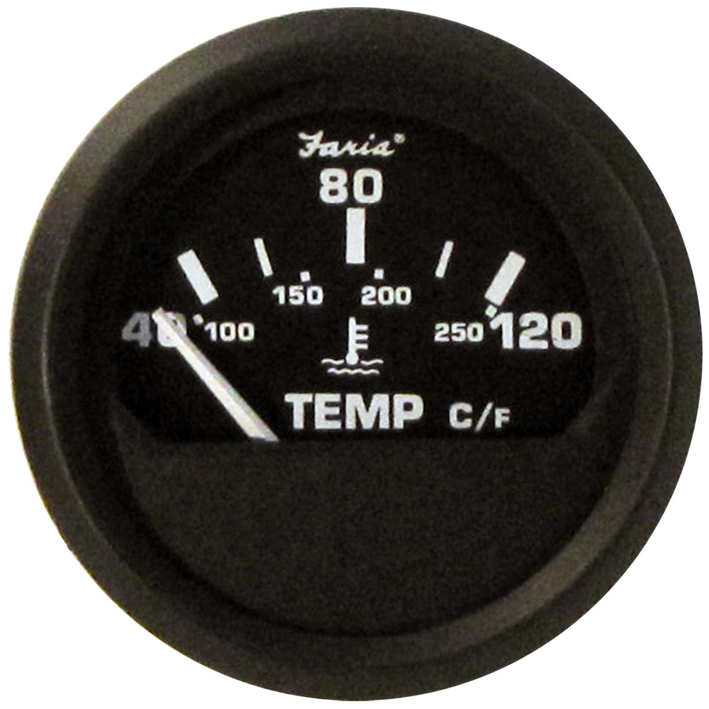 Faria Beede Instruments, Faria Euro Black 2" Water Temperature Gauge - Metric (40 to 120° C)