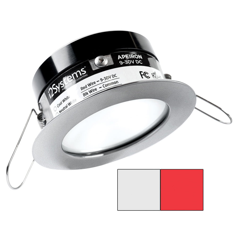 I2Systems Inc, i2Systems Apeiron PRO A503 - 3W Spring Mount Light - Round - Cool White & Red - Brushed Nickel Finish