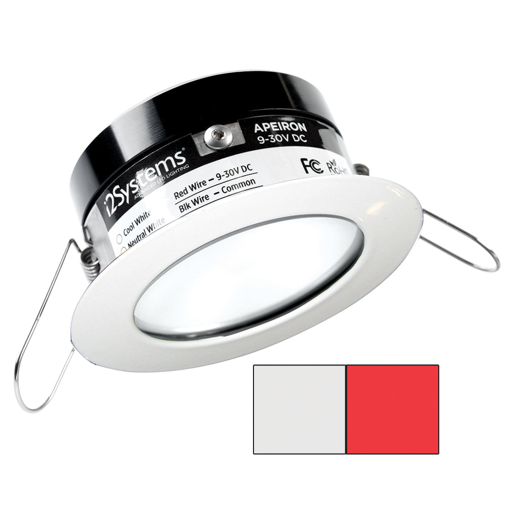 I2Systems Inc, i2Systems Apeiron PRO A503 - 3W Spring Mount Light - Round - Cool White & Red - White Finish