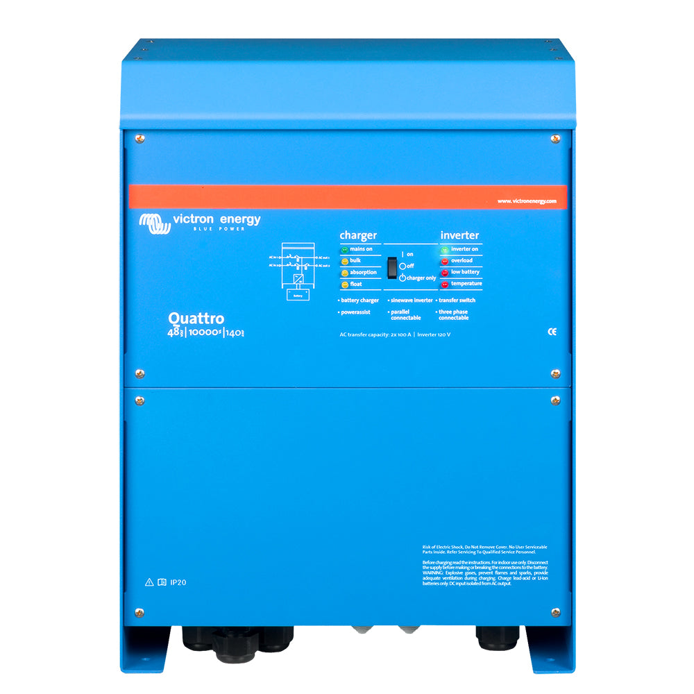 Victron Energy, Victron Quattro Inverter/Charger 48 VDC - 10,000W - Dual 100AMP 120V AC Inputs - Auto Transfer Switch - 140AM