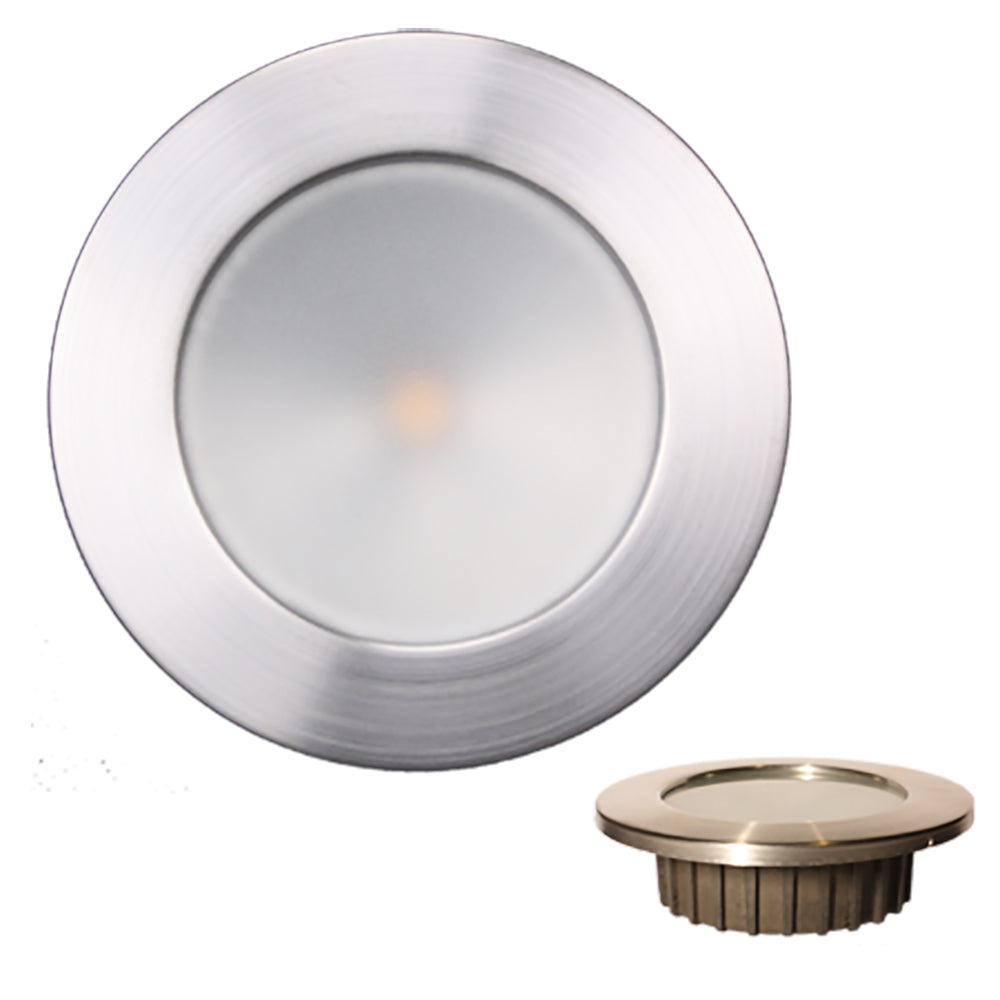 Lunasea Lighting, Lunasea “ZERO EMI” Recessed 3.5” LED Light - Warm White, Blue w/Brushed Stainless Steel B