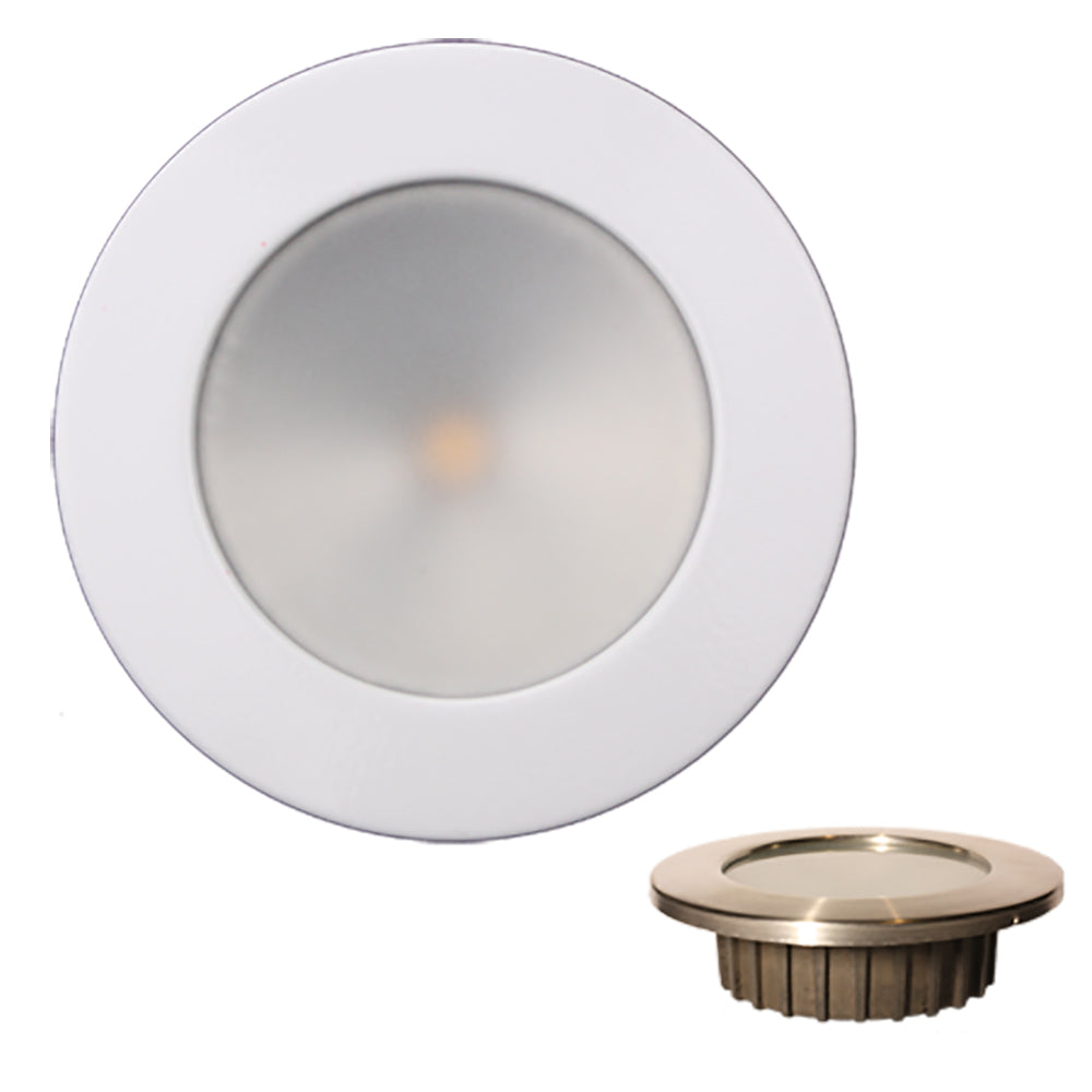 Lunasea Lighting, Lunasea “ZERO EMI” Recessed 3.5” LED Light - Warm White, Blue w/White Stainless Steel Bez