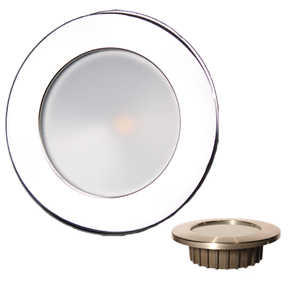 Lunasea Lighting, Lunasea Gen3 Warm White, RGBW Full Color 3.5” IP65 Recessed Light w/Polished Stainless Steel Bezel -