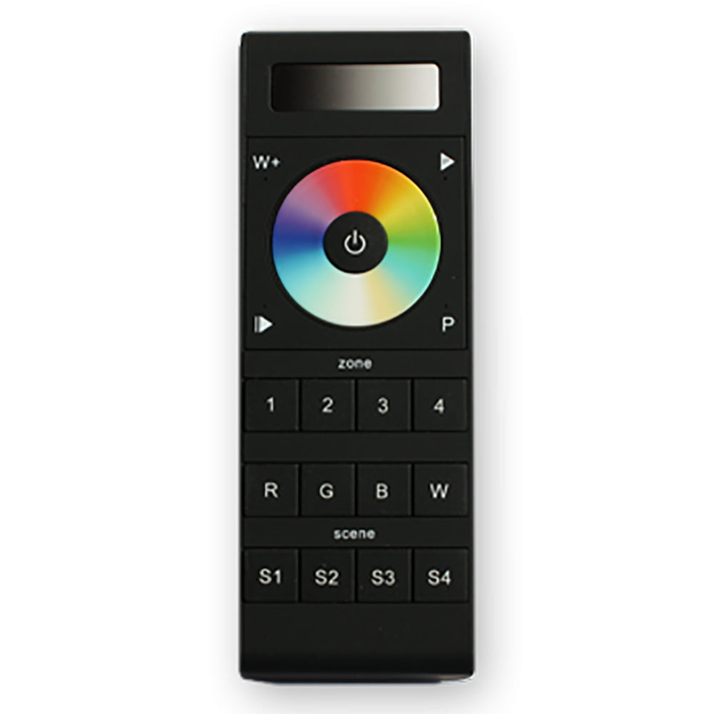 Lunasea Lighting, Lunasea RGBW Handheld 4-Zone Controller w/Color Wheel, 4 Memories, Batteries & Holder