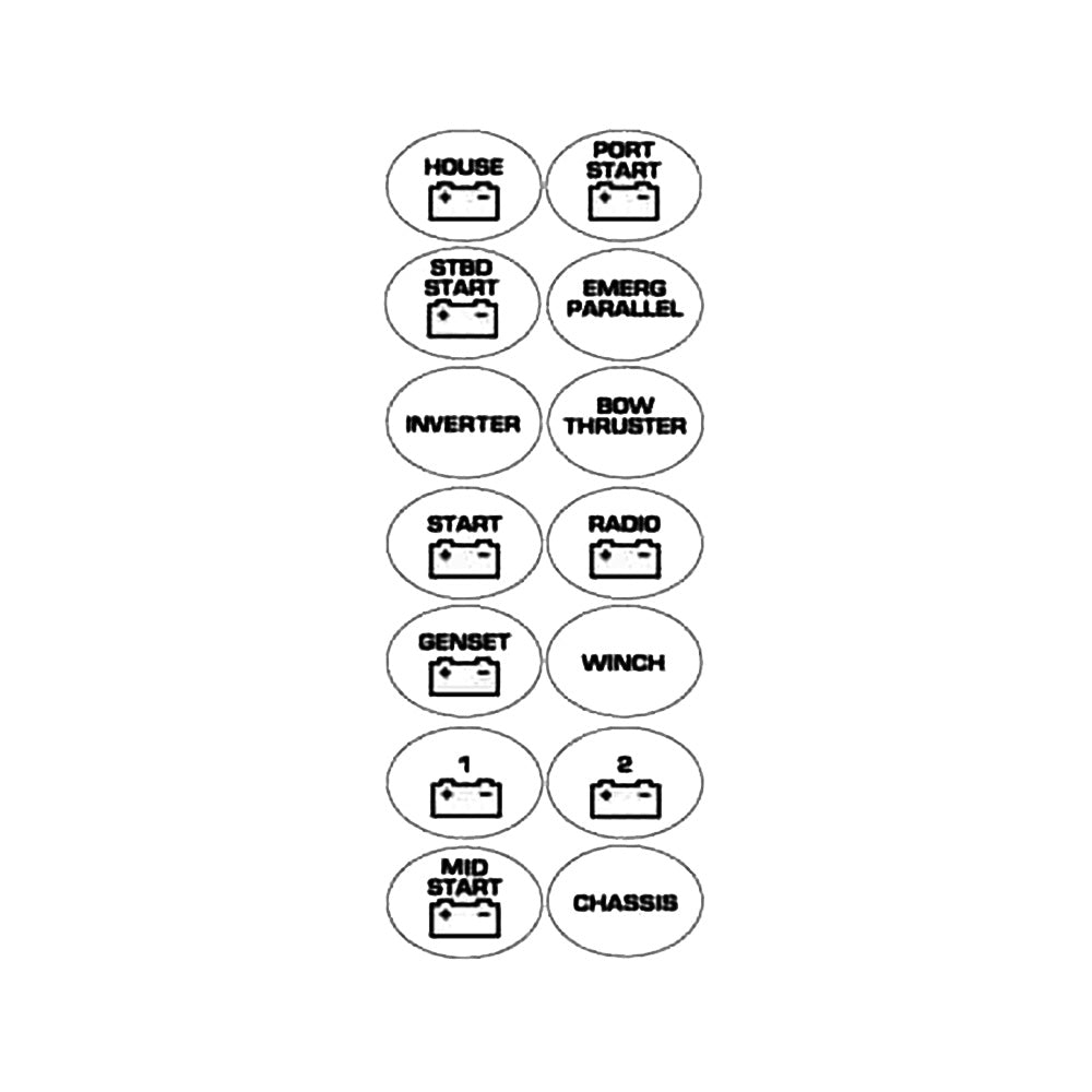 BEP Marine, BEP Battery Switch Label Sheet