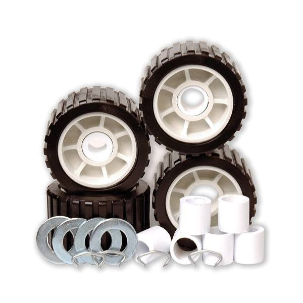 Tie Down Engineering, Wobble Roller Kit  5" Ribbed Black
