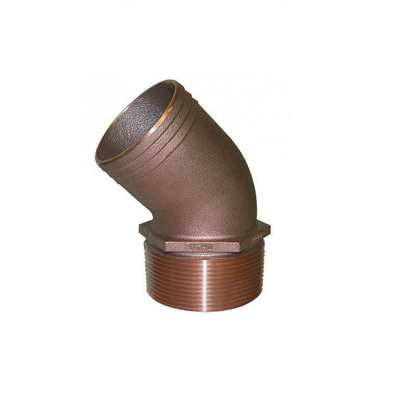 Groco NPT Bronze 45° Pipe to Hose Fitting, 1-1/4"
