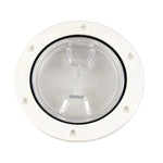 Beckson Marine, Beckson Smooth 4" Screw-Out Marine Deck Plate, White/Clear Lid