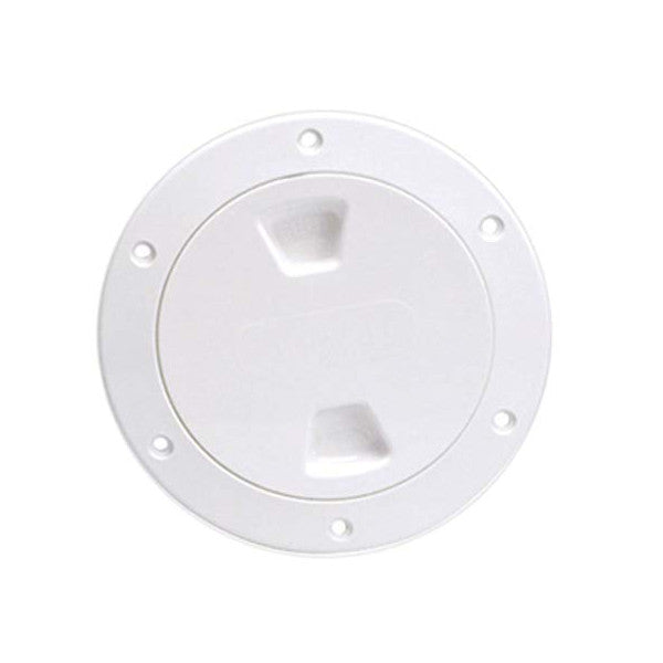 Beckson Marine, Beckson Smooth 4" Screw-Out Marine Deck Plate, White/White Lid