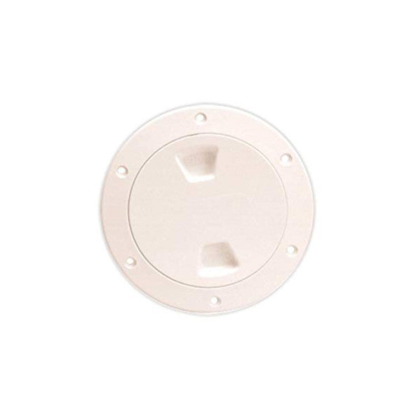 Beckson Marine, Beckson Smooth 4" Screw-Out Marine Deck Plate, Biege/Biege Lid