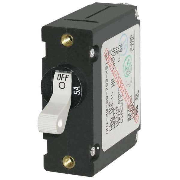 Blue Seas, Blue Sea A Series White Toggle Circuit Breaker, 5 Amps