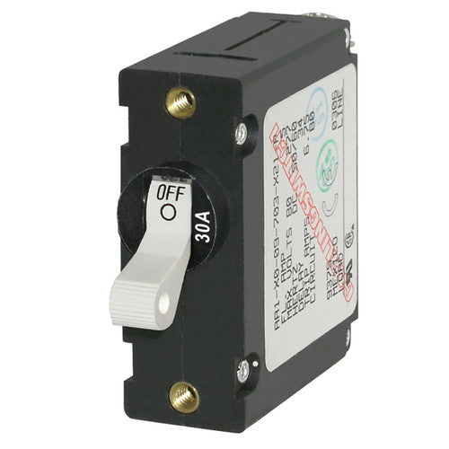 Blue Seas, Blue Sea A Series White Toggle Circuit Breaker, 30 Amps