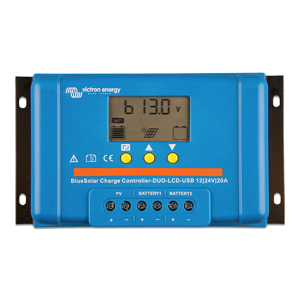 Victron Energy, Victron BlueSolar PWM Charge Controller (DUO) LCD & USB Charge Control - 12/24VDC - 20A