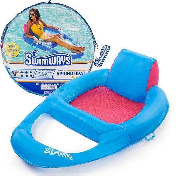 SwimWays Premium Spring Float Recliner, Ultra Blue/Magenta