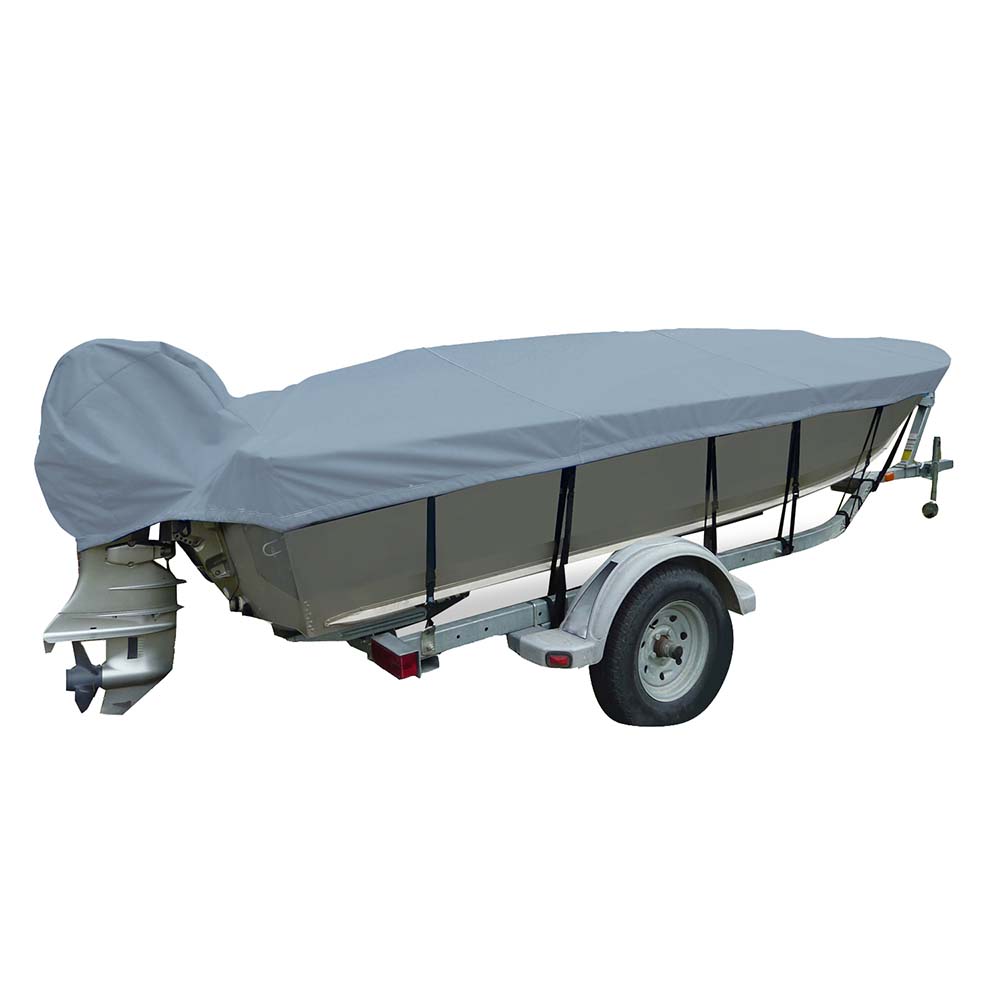 Carver by Covercraft, Carver Poly-Flex II Wide Series Styled-to-Fit Boat Cover f/15.5' V-Hull Fishing Boats - Grey