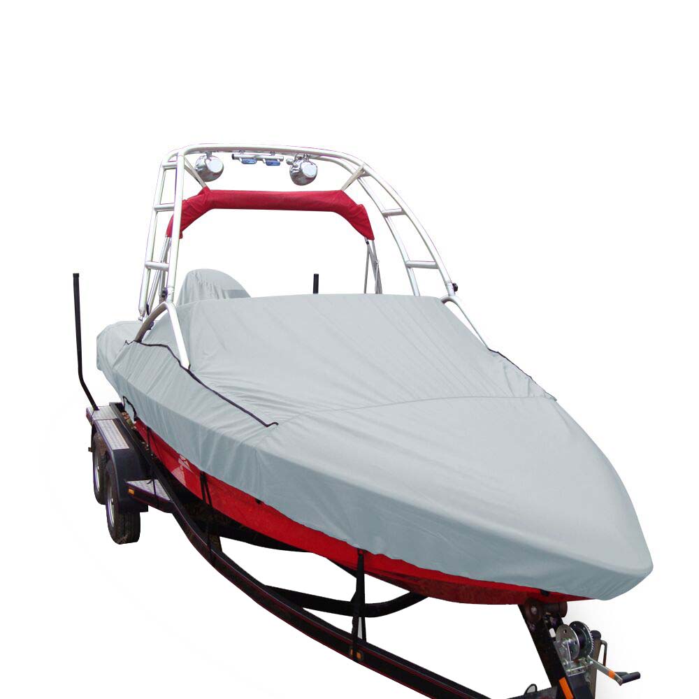 Carver by Covercraft, Carver Sun-DURA® Specialty Boat Cover f/24.5' Sterndrive V-Hull Runabouts w/Tower - Grey