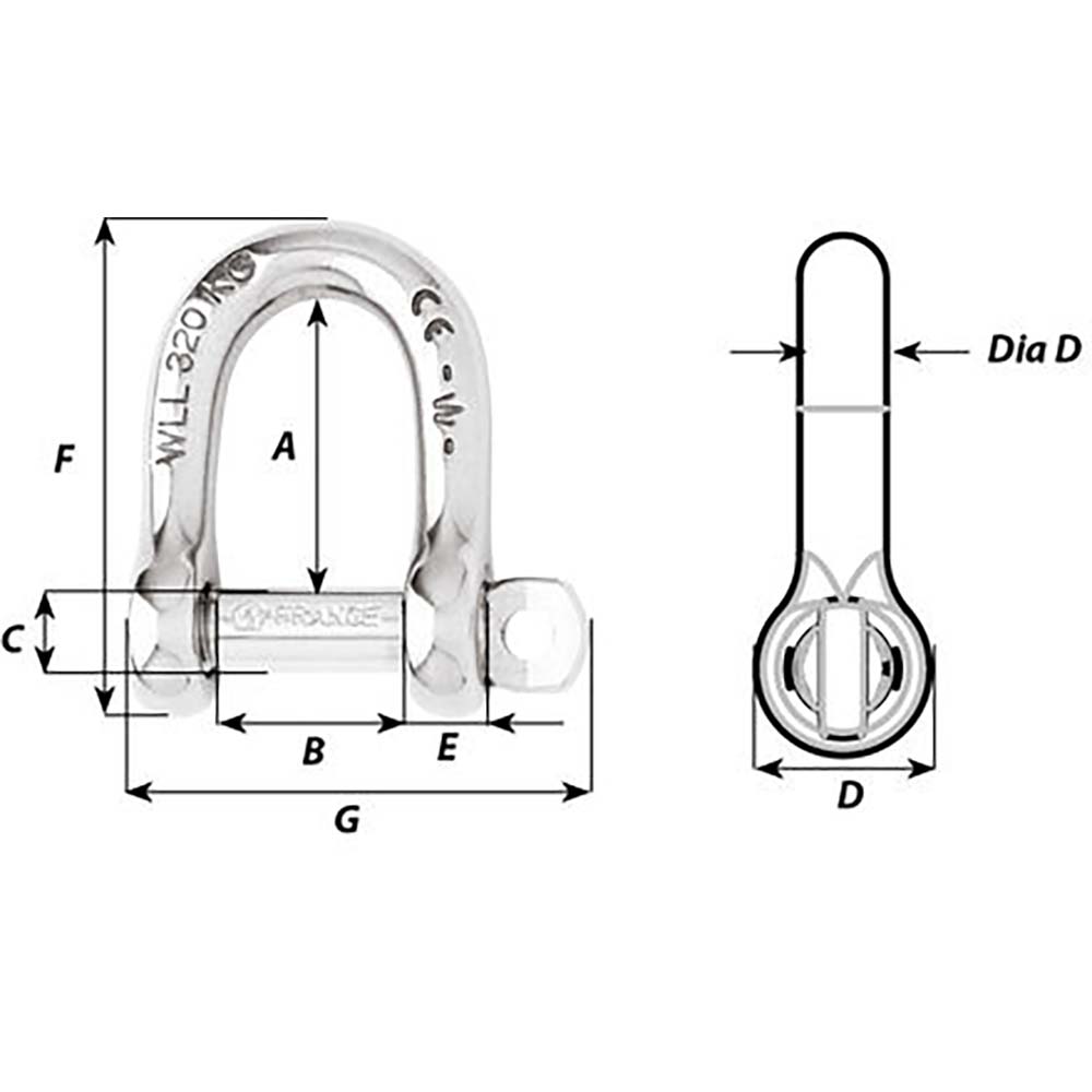 Wichard Marine, Wichard Self-Locking D Shackle - Diameter 10mm - 13/32"
