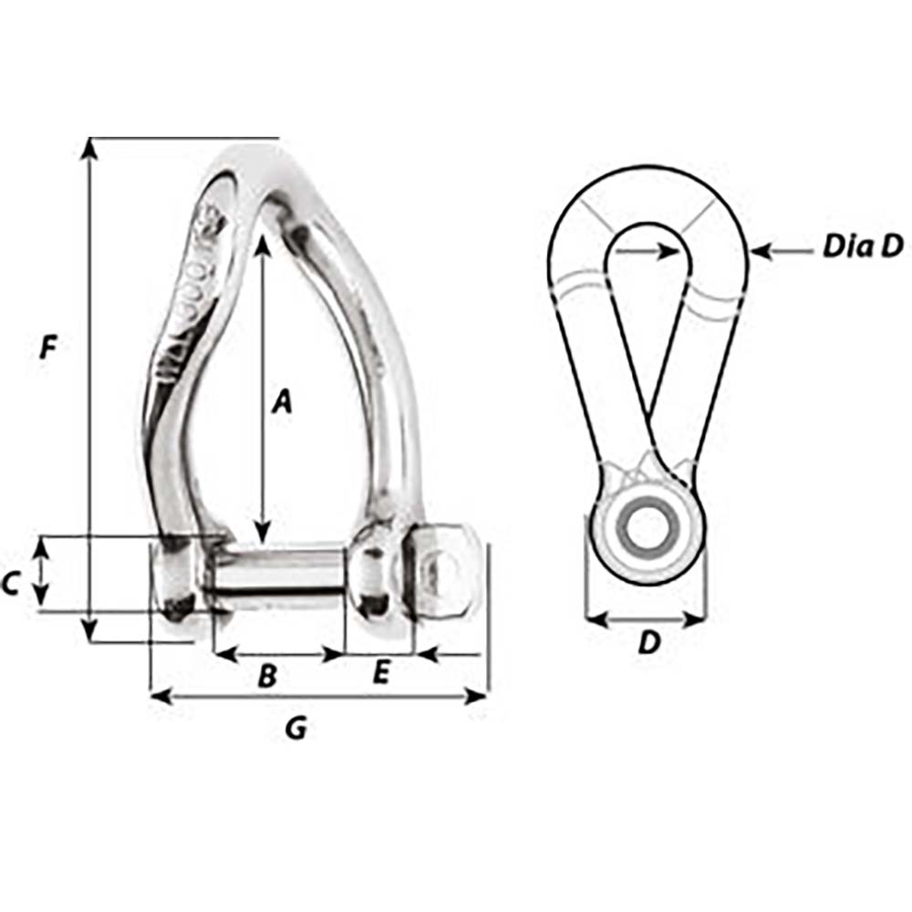 Wichard Marine, Wichard Self-Locking Twisted Shackle - Diameter 6mm - 1/4"