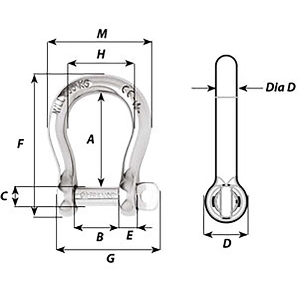 Wichard Marine, Wichard Self-Locking Bow Shackle - Diameter 5mm - 3/16"