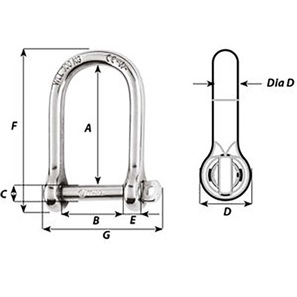 Wichard Marine, Wichard Self-Locking Large Shackle - Diameter 5mm - 3/16"