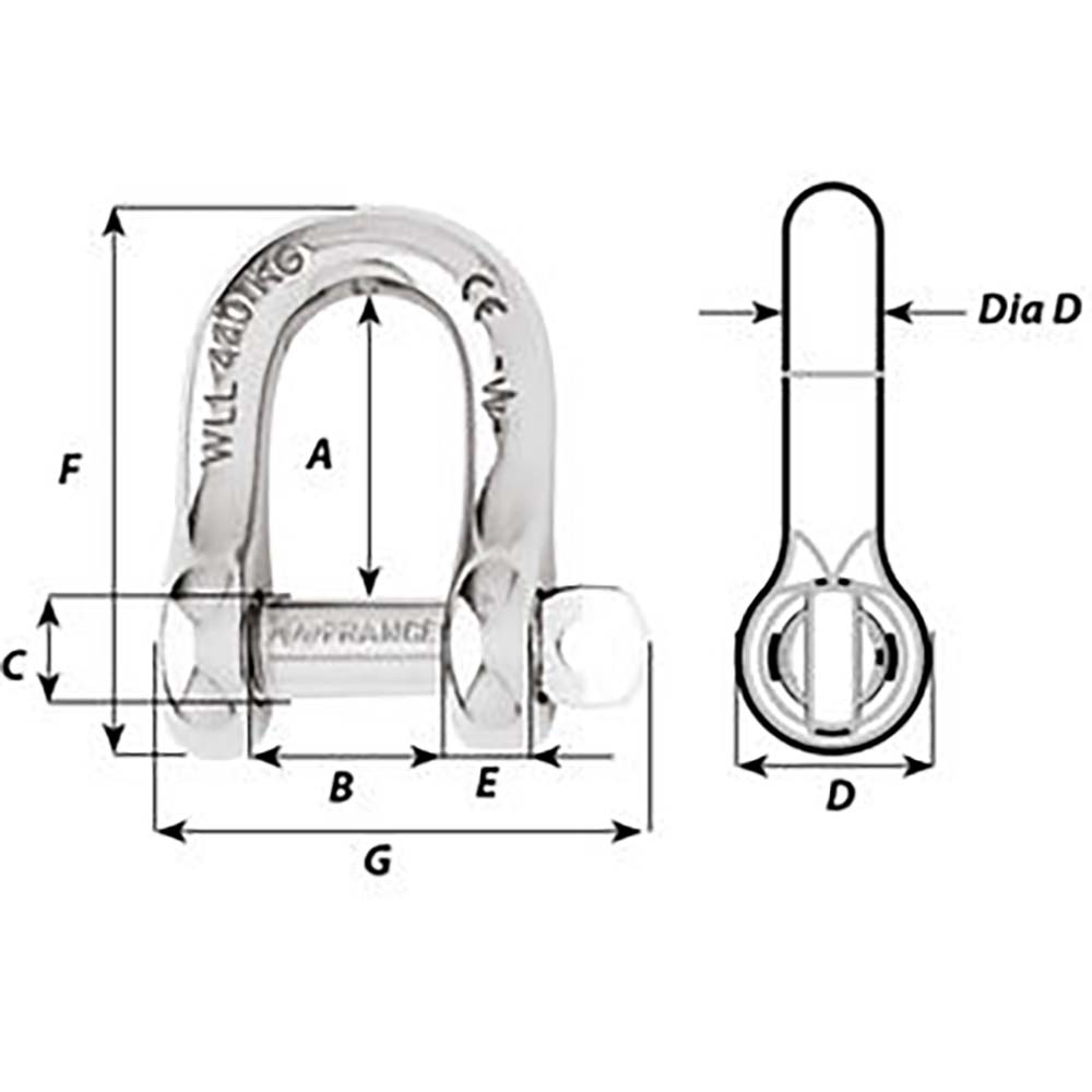 Wichard Marine, Wichard Captive Pin D Shackle - Diameter 4mm - 5/32"